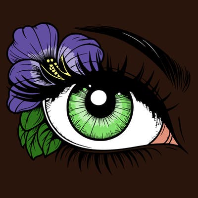 realistic eye with flower