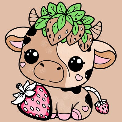 cute strawberry cow