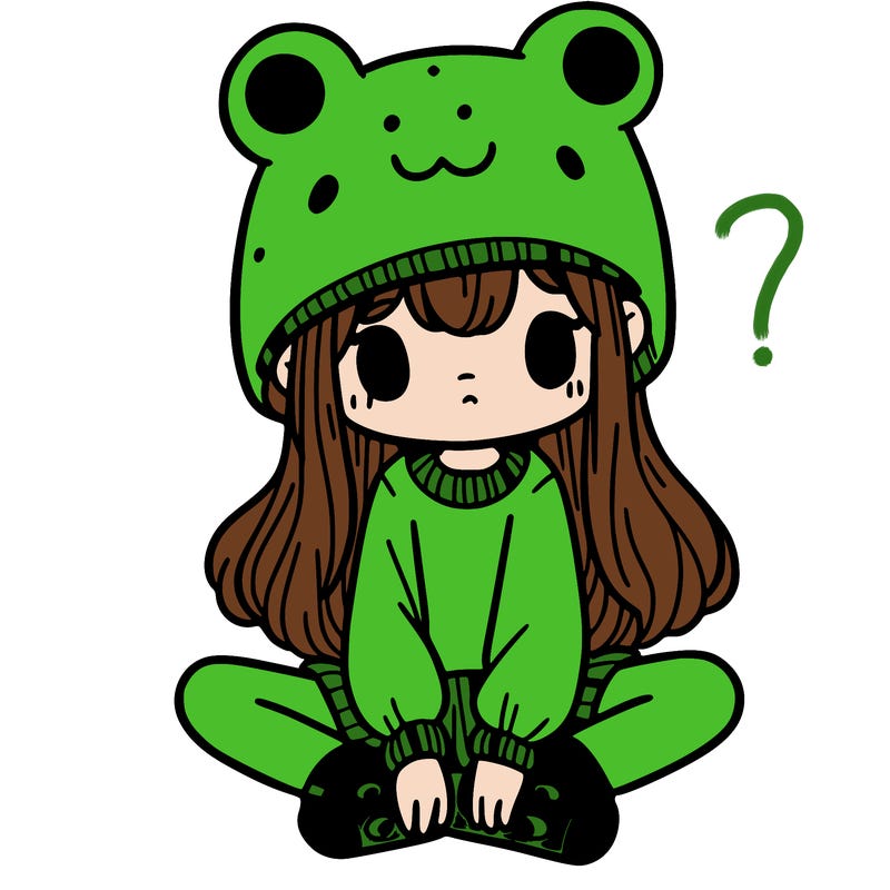 a girl wearing a frog hat and some frog socks
