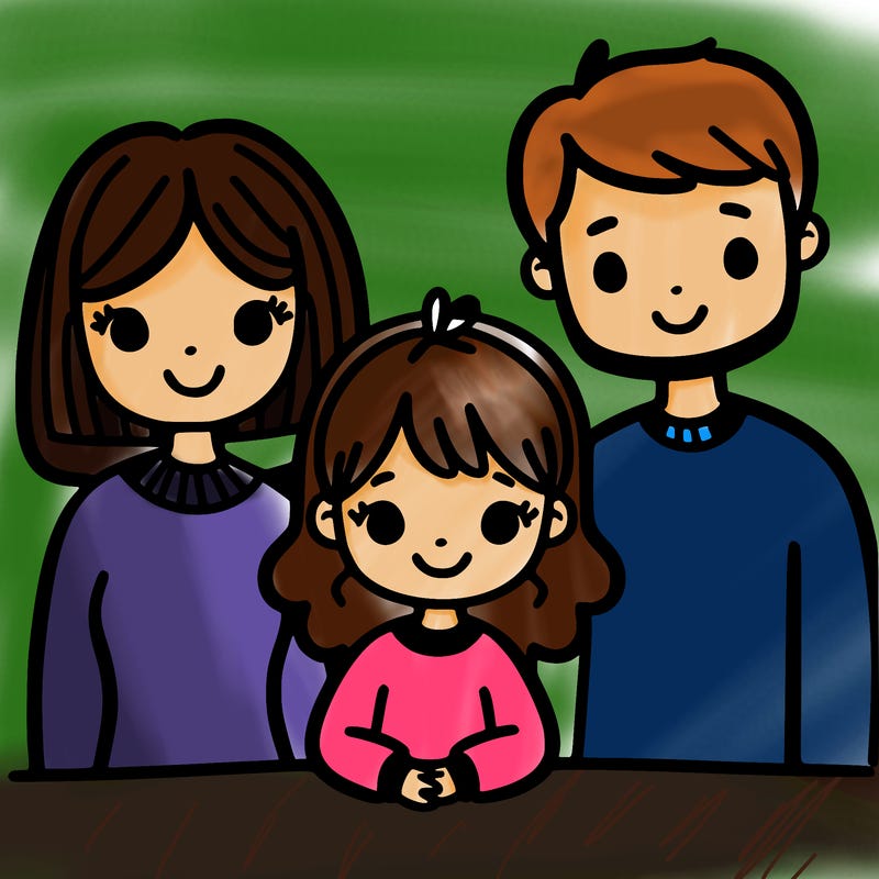 girl with mom and dad
