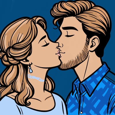 man and woman kissing