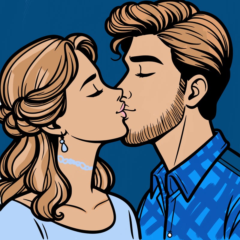 man and woman kissing