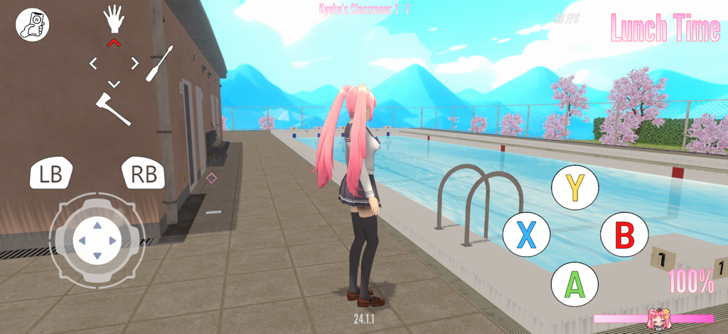 Lethal Love - Gameplay of Kyoko at the school swimming pool in Lethal Love