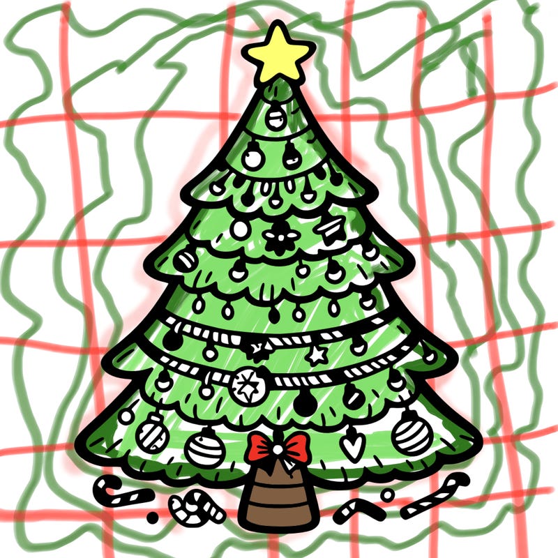 christmas tree with lots of details