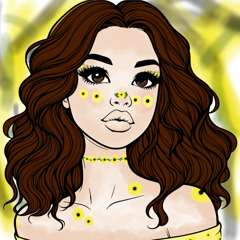 realistic girl with wavy hair and lips