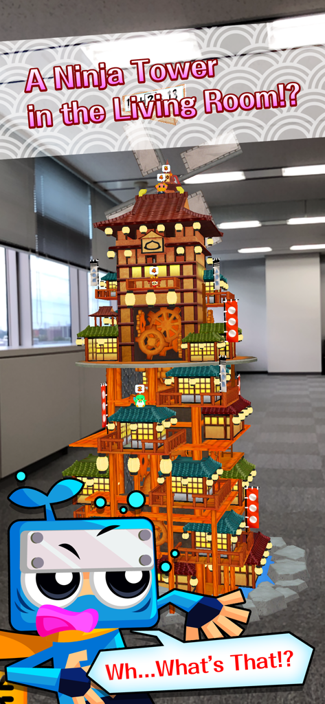 A 3D ninja tower materialized in a room using augmented reality