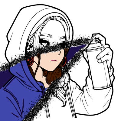 a realistic girl, spray painting