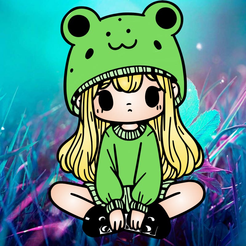 a girl wearing a frog hat and some frog socks