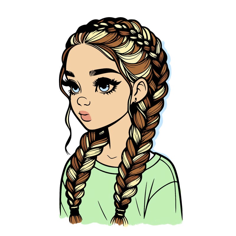 realistic girl with braids