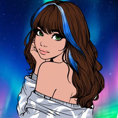 realistic girl with bangs looking over her shoulder