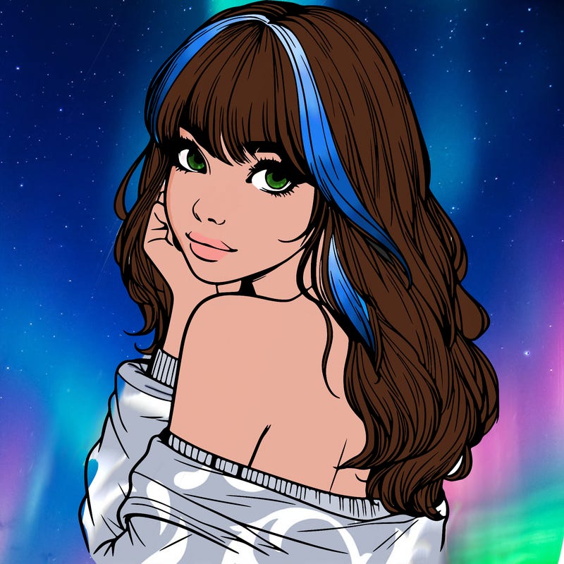 realistic girl with bangs looking over her shoulder