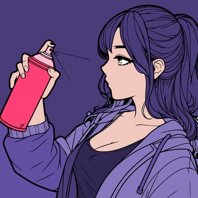 a realistic girl spray, painting