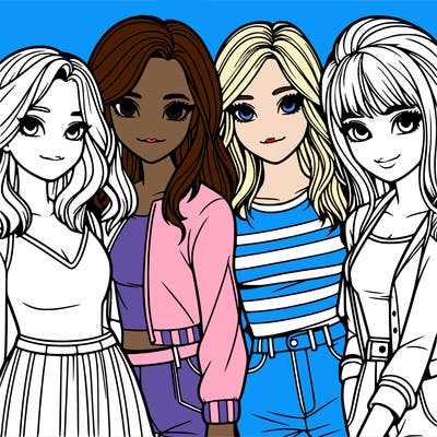 a group of girls realistic