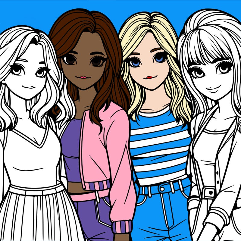 a group of girls realistic