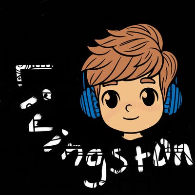 boy with hair to his neck in an recording studio