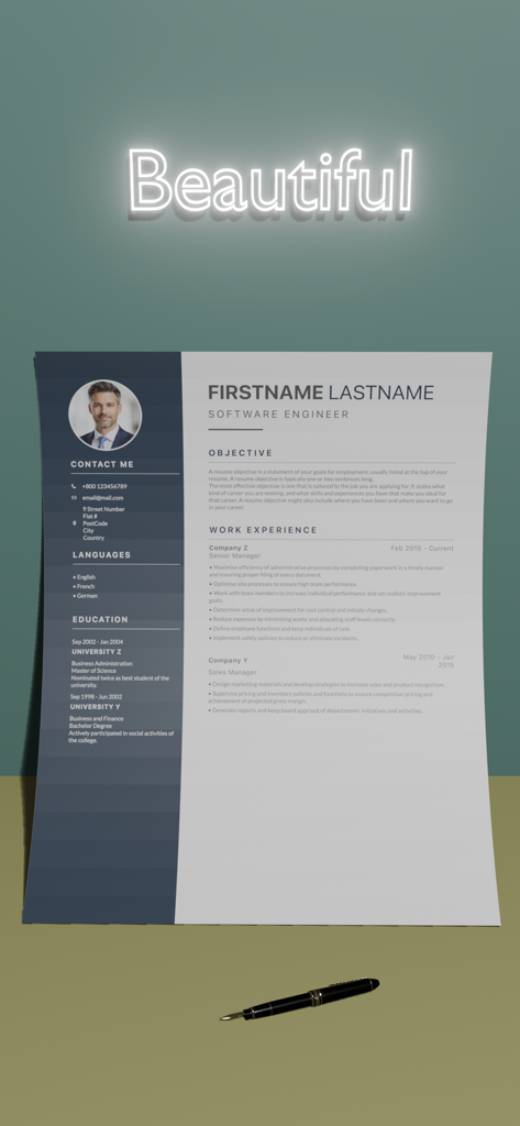 Professional Resume Builder - A modern software engineer resume template with a professional layout and clean design.