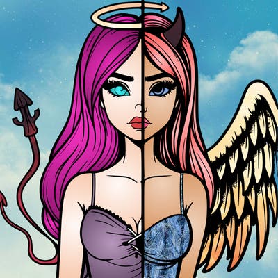 devil vs angel realistic girl