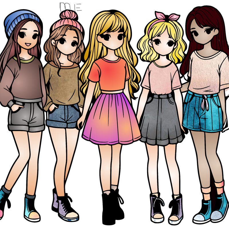 a group of five girls