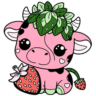 cute strawberry cow