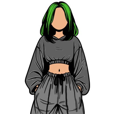 realistic girl faceless with baggy pants and a crop top