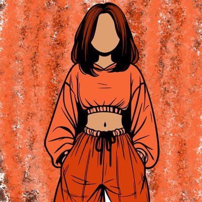 realistic girl faceless with baggy pants and a crop top