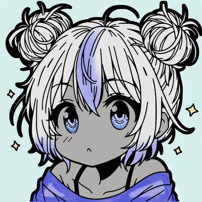 a manga girl with messy small buns