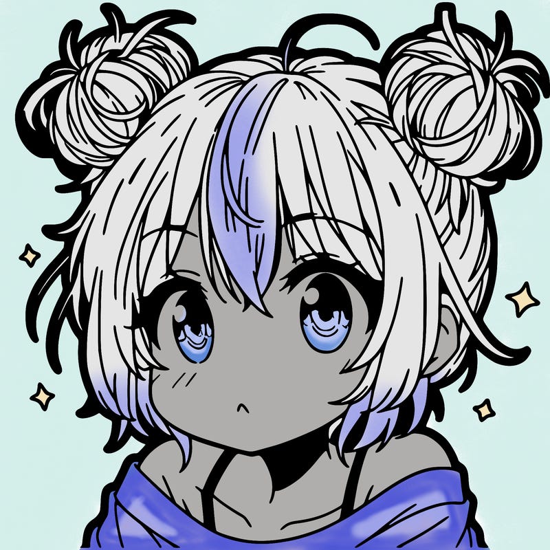 a manga girl with messy small buns