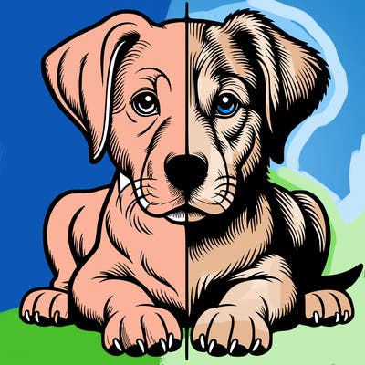 realistic dog split picture