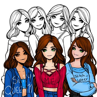 a group of girls realistic