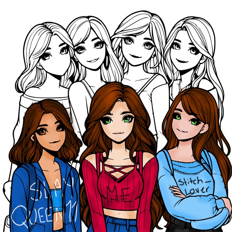 a group of girls realistic