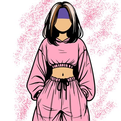 realistic girl faceless with baggy pants and a crop top