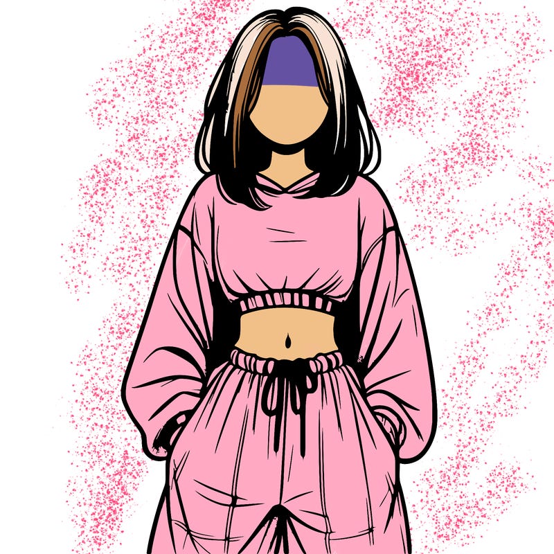 realistic girl faceless with baggy pants and a crop top