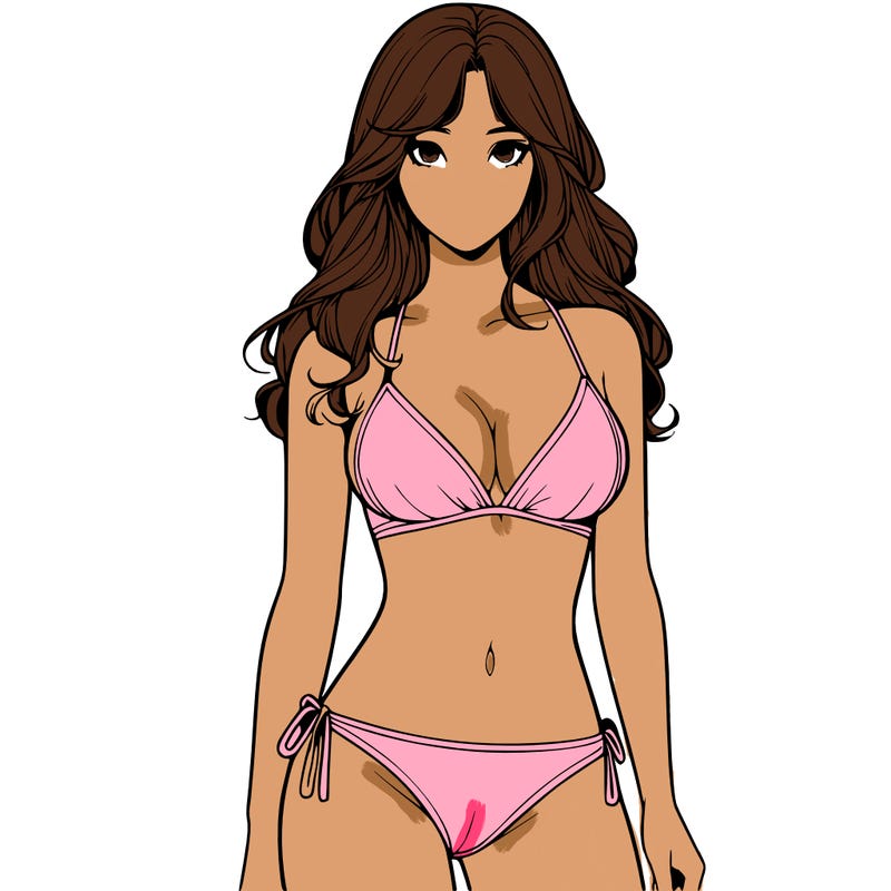 realistic girl with a revealing swimsuit