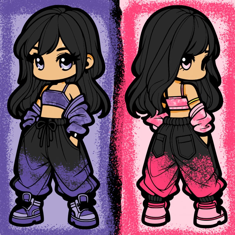 girl in crop top and baggy pants