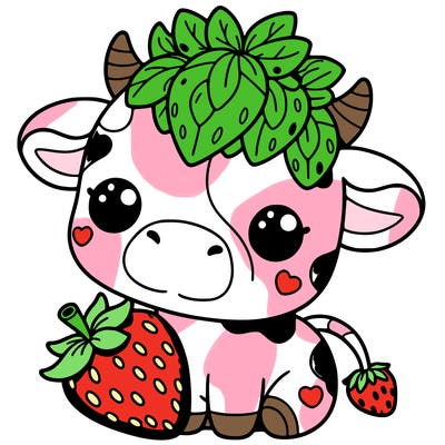 cute strawberry cow