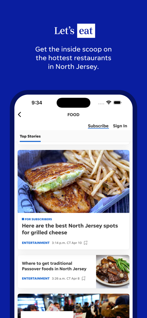 North Jersey: Record & Herald - North Jersey Record and Herald app food section showing local restaurant reviews and dining guides