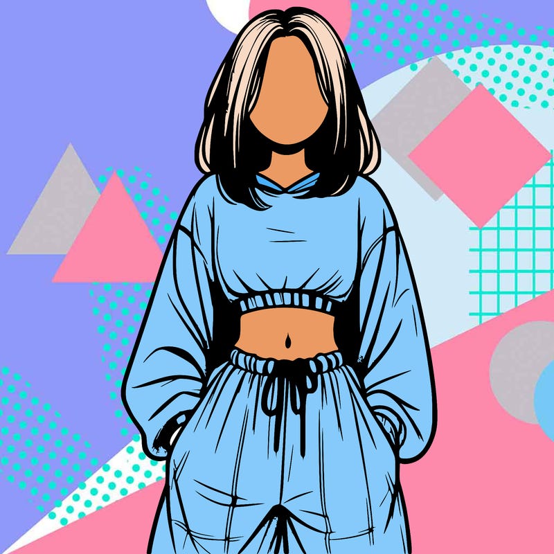 realistic girl faceless with baggy pants and a crop top