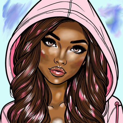 realistic beautiful girl with a hood on