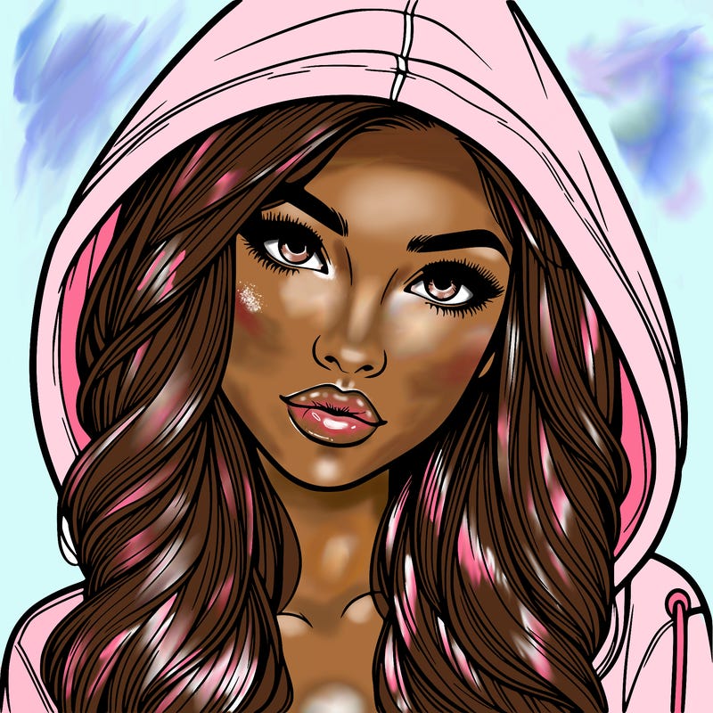 realistic beautiful girl with a hood on