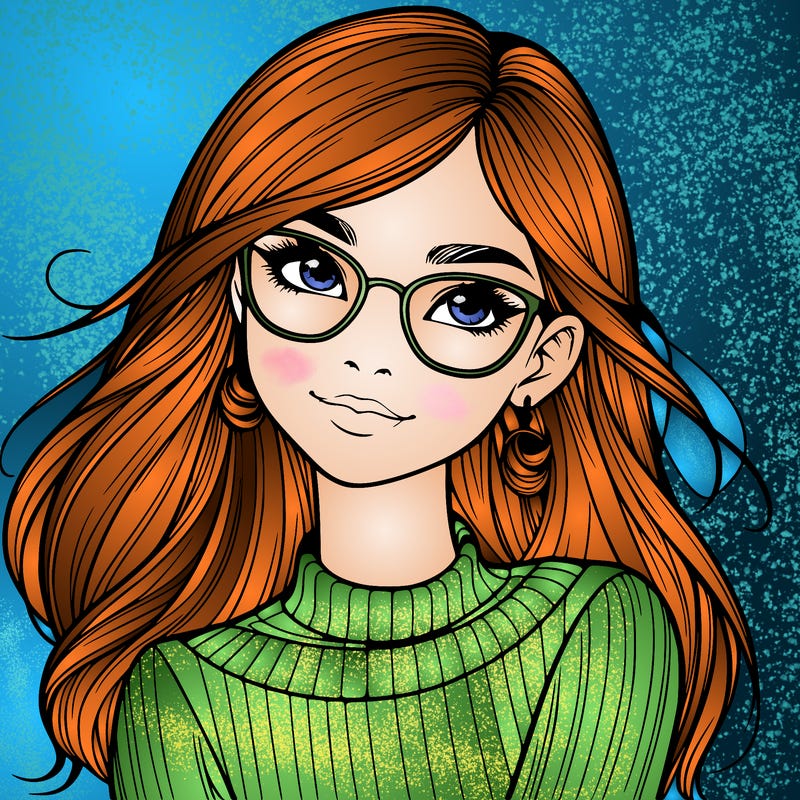realistic girl with glasses