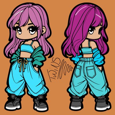 girl in crop top and baggy pants