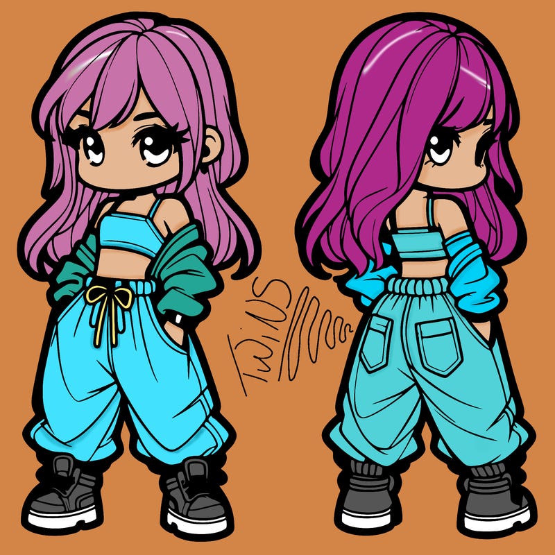 girl in crop top and baggy pants