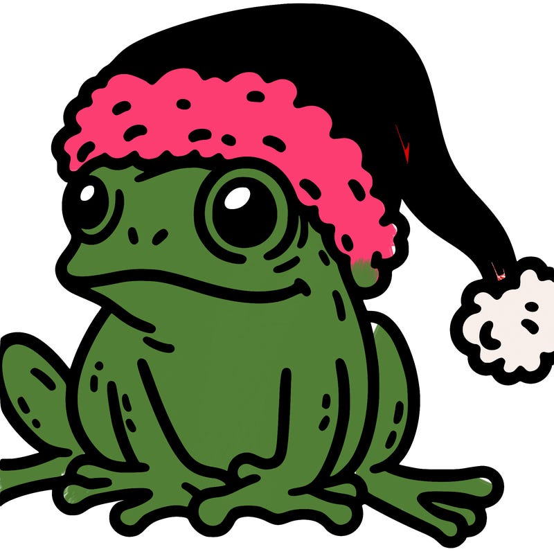 frog wearing a santa hat