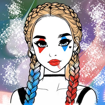 realistic girl with braids