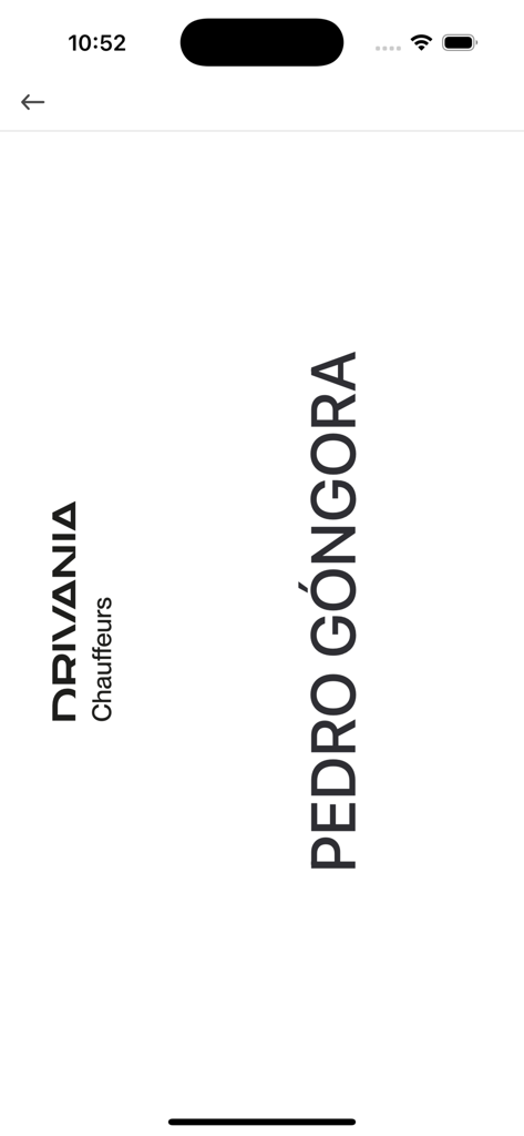 Señal digital de bienvenida al pasajero para chóferes con el logotipo de Drivania y el nombre del conductor