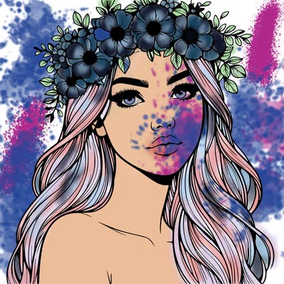 realistic woman with flowers crown