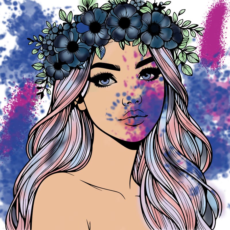 realistic woman with flowers crown