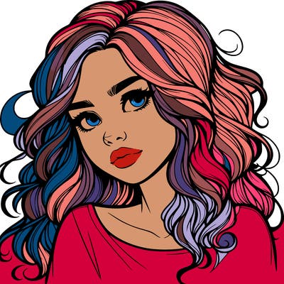 realistic girl with wavy hair on her hair