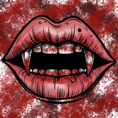 lips with vampire teeth