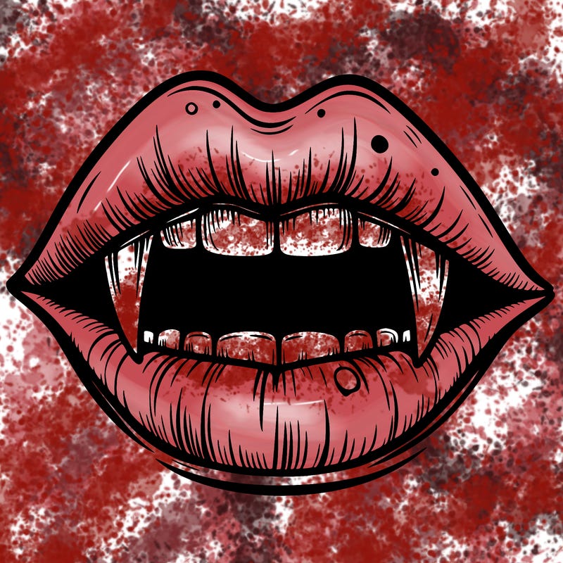 lips with vampire teeth